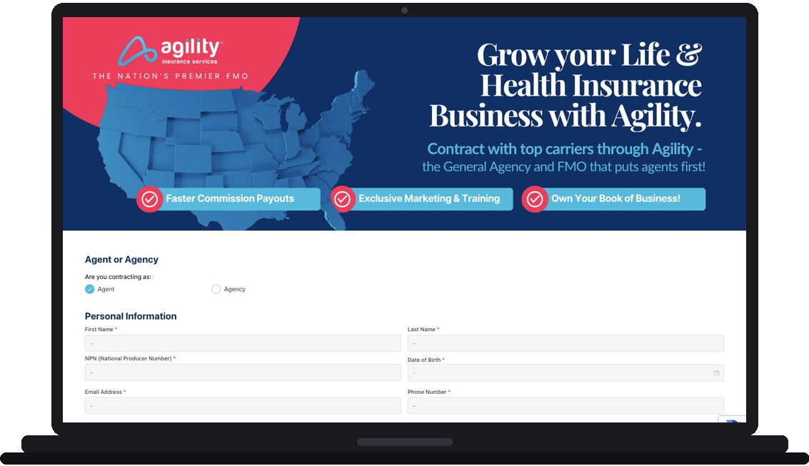 Agility agent contracting form preview