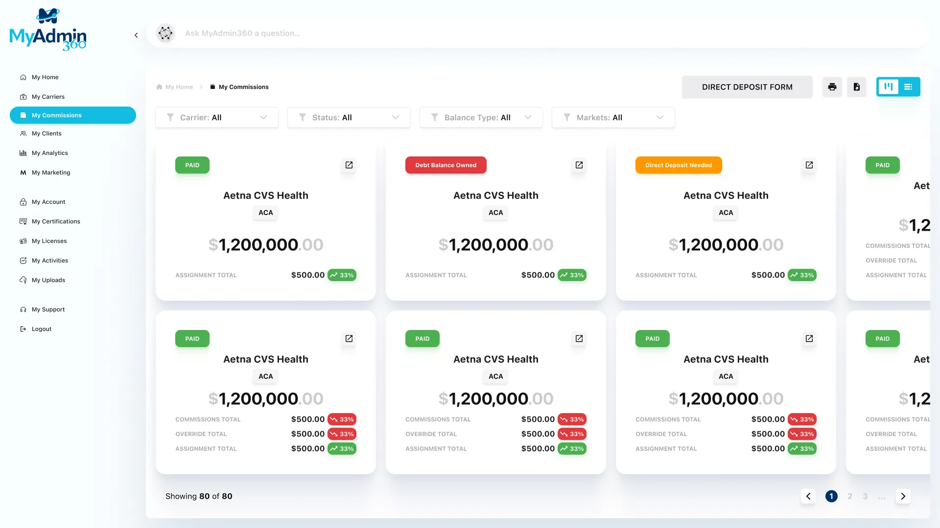 MyAdmin360 commission statements