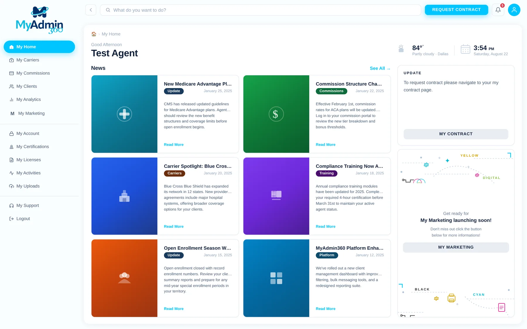 MyAdmin360 agent dashboard