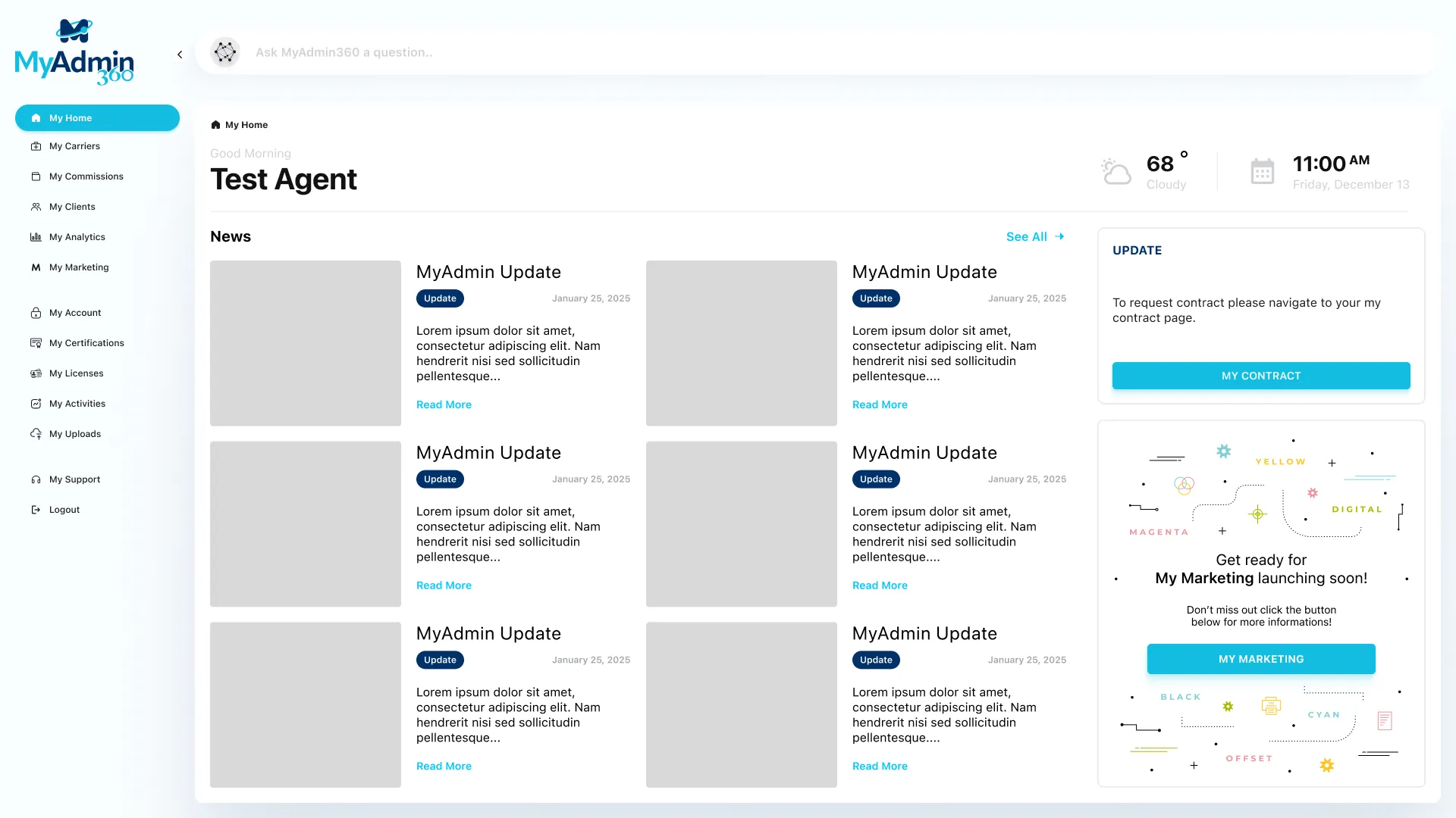 MyAdmin360 dashboard