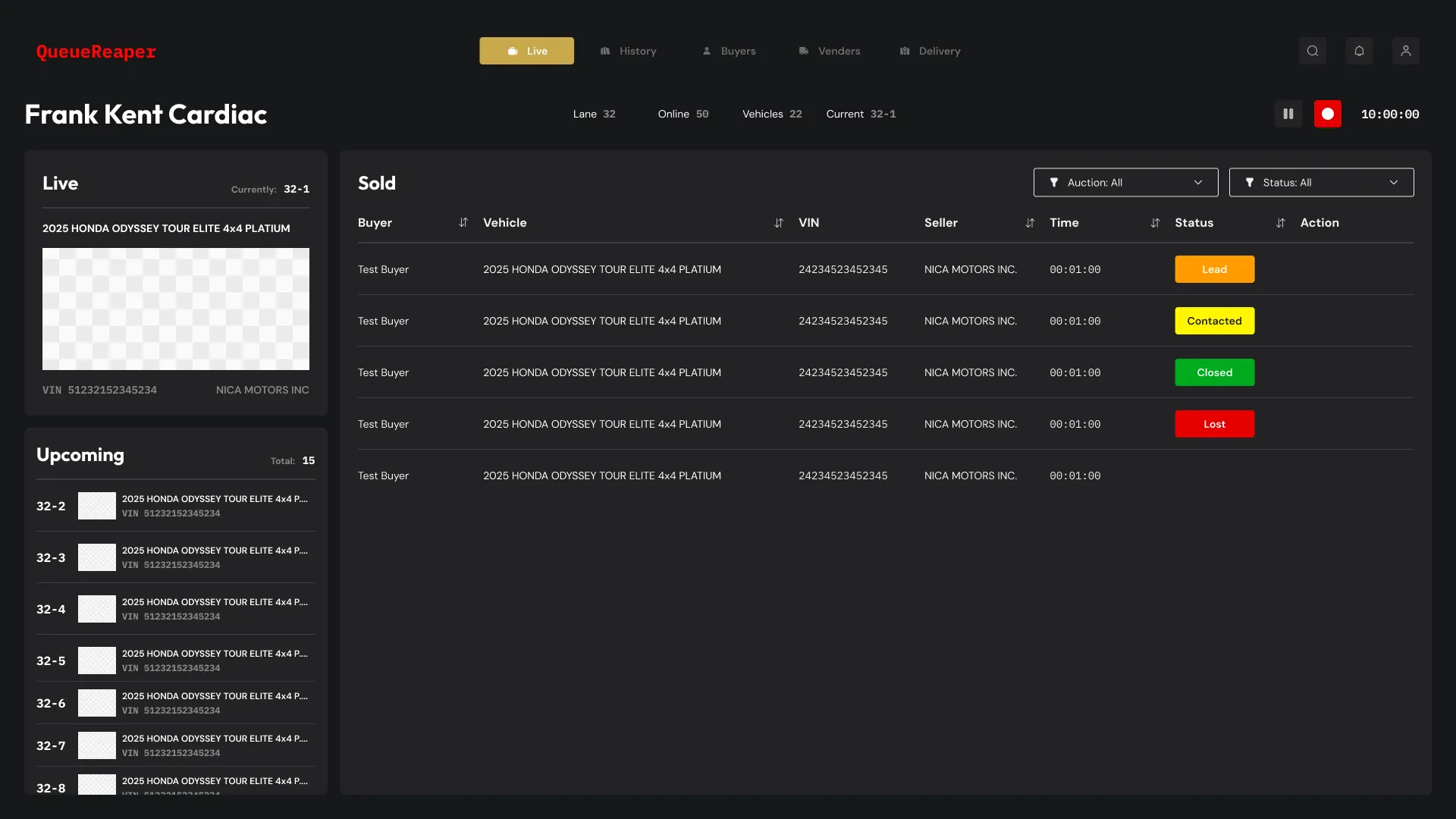 QueueReaper start live auction