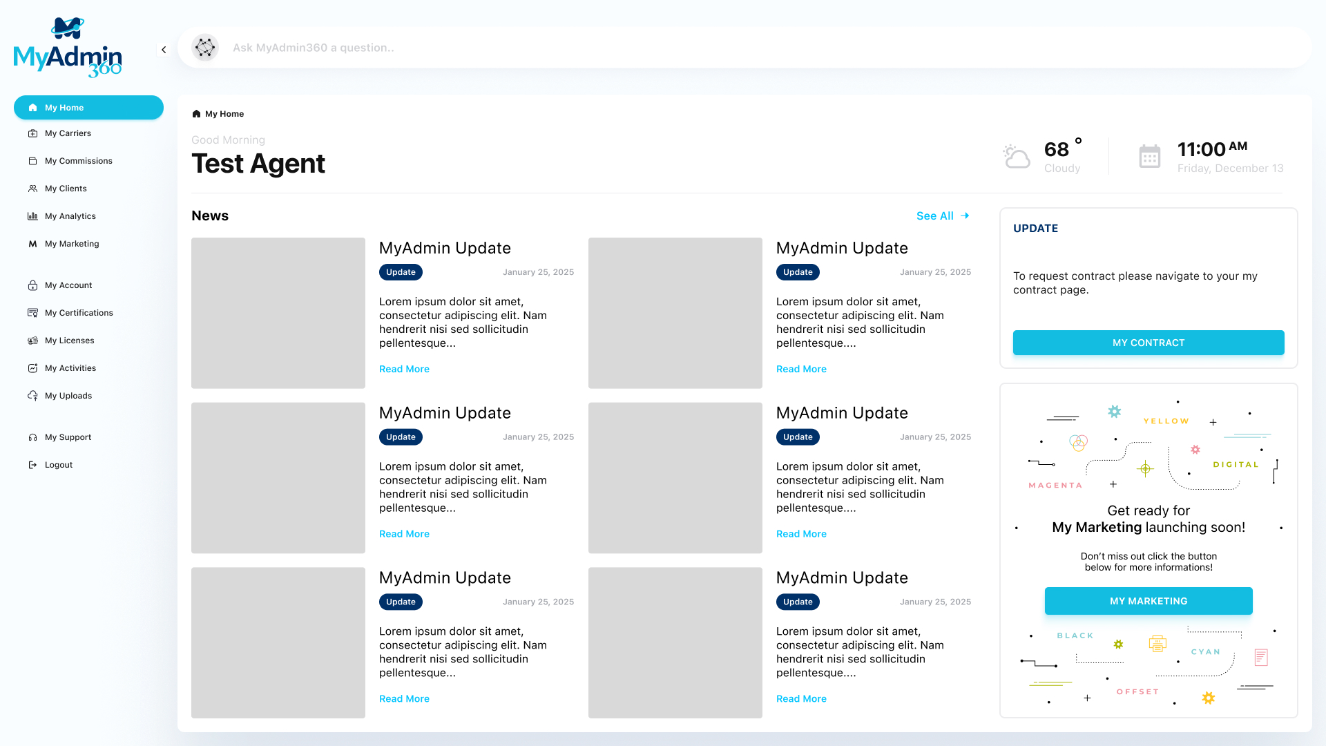 MyAdmin360 dashboard